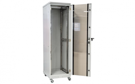 Шкаф напольный 19", 27U(600x600), ШТ-НП-27U-600-600-С, передняя дверь стекло