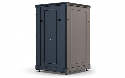 Шкаф напольный 19",18U(800x1000), ШТ-НП-18U-800-1000-М-Ч, передняя дверь металл, черный