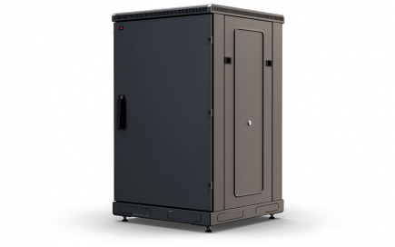 Шкаф напольный 19",18U(800x1000), ШТ-НП-18U-800-1000-М-Ч, передняя дверь металл, черный