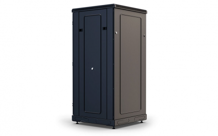 Шкаф напольный 19", 24U(600x1000), ШТ-НП-24U-600-1000-С-Ч, передняя дверь стекло, черный