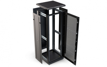 Шкаф напольный 19", 27U(800x1000), ШТ-НП-М-27U-800-1000-П-Ч, передняя дверь перфорация, черный