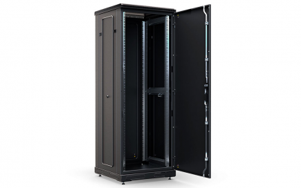 Шкаф напольный 19", 33U(800x800), ШТ-НП-М-33U-800-800-М-Ч, передняя дверь металл, черный