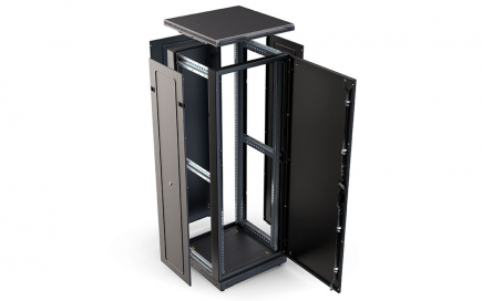 Шкаф напольный 19", 33U(800x800), ШТ-НП-М-33U-800-800-М-Ч, передняя дверь металл, черный
