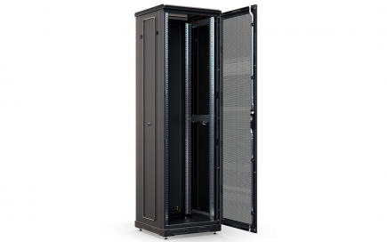 Шкаф напольный 19", 42U(600x1000), ШТ-НП-М-42U-600-1000-П-Ч, передняя дверь перфорация, черный