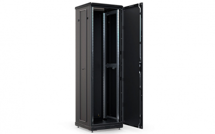 Шкаф напольный 19", 42U(800x1000), ШТ-НП-М-42U-800-1000-М-Ч, передняя дверь металл, черный