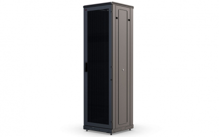 Шкаф напольный 19", 42U(800x1000), ШТ-НП-М-42U-800-1000-П-Ч, передняя дверь перфорация, черный