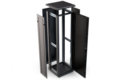 Шкаф напольный 19", 47U (600x800), ШТ-НП-М-47U-600-800-М-Ч, передняя дверь металл, черный