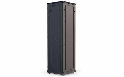 Шкаф напольный 19", 47U (600x800), ШТ-НП-М-47U-600-800-П-Ч, передняя дверь перфорация, черный