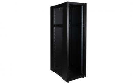 Шкаф нап. 19", 42U 600х1000, перед. дв. стек, задн. стен., мет, чер.