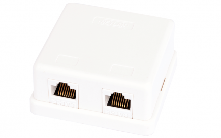 Розетка настенная 2 порта, Кат.5e (Класс D), RJ45/8P8C, 110, T568A/B упак. 10шт (EC-UWO-2-UD2-WT-10)