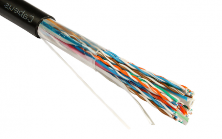 UTP (U/UTP), категория 5, 25 пар (24 AWG), solid, OUT, UV PE, черный