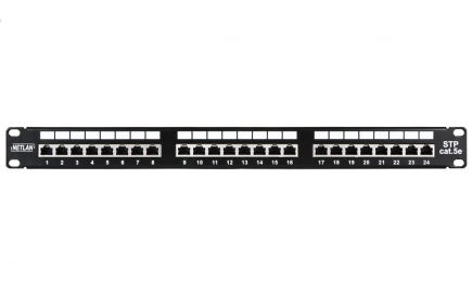 Патч-панель 19", 1U, 24 порта, Кат.5e (Класс D), 100МГц, RJ45/8P8C, 110/KRONE, экран (EC-URP-24-SD2)