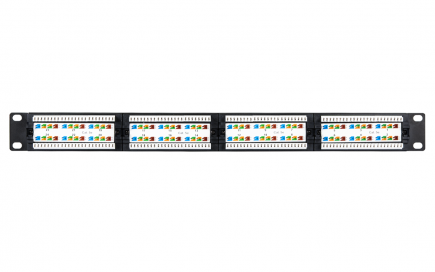 Патч-панель 19", 1U, 24 порта, Кат.5e (Класс D), 100МГц, RJ45/8P8C, 110/KRONE (EC-URP-24-UD2)