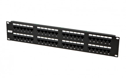 Патч-панель 19", 2U, 48 портов RJ-45, категория 5e, Dual IDC, ROHS (PP3-19-48-8P8C-C5E-110D)