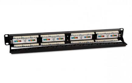 Патч-панель 19", 1U, с угловыми портами, 24 портов RJ-45, категория 5e (PP2A-19-24S-8P8C-C5E-110)