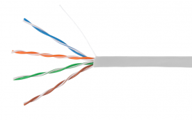 Кабель витая пара UTP, категория 5e, 4 пары, 24 AWG, омедненный алюминий, одножильный (solid), серый (305 м)