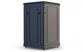 Шкаф напольный 19",18U(600x600), ШТ-НП-18U-600-600-С-Ч, передняя дверь стекло, черный