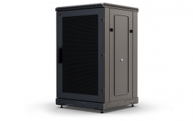 Шкаф напольный 19",18U(600x600), ШТ-НП-18U-600-600-П-Ч, передняя дверь перфорация, черный