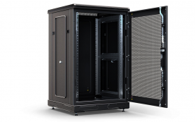 Шкаф напольный 19",18U(800x800), ШТ-НП-18U-800-800-П-Ч, передняя дверь перфорация, черный
