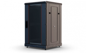 Шкаф напольный 19",18U(800x1000), ШТ-НП-18U-800-1000-С-Ч, передняя дверь стекло, черный