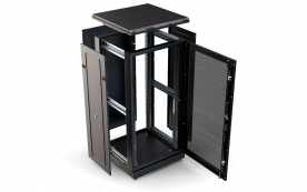Шкаф напольный 19", 24U(600x600), ШТ-НП-24U-600-600-П-Ч, передняя дверь перфорация, черный