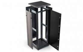 Шкаф напольный 19", 27U(600x600), ШТ-НП-М-27U-600-600-М-Ч, передняя дверь металл, черный