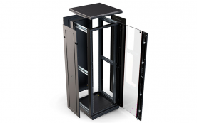 Шкаф напольный 19", 27U(600x1000), ШТ-НП-М-27U-600-1000-С-Ч, передняя дверь стекло, черный
