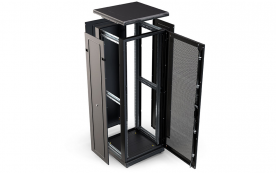 Шкаф напольный 19", 27U(800x800), ШТ-НП-М-27U-800-800-П-Ч, передняя дверь перфорация, черный