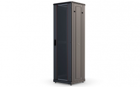 Шкаф напольный 19", 42U(800x800), ШТ-НП-М-42U-800-800-С-Ч, передняя дверь стекло, черный