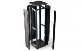 Шкаф напольный 19", 47U (600x600), ШТ-НП-М-47U-600-600-C-Ч, передняя дверь стекло, черный
