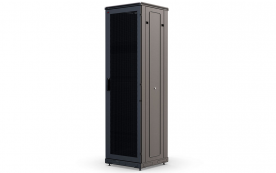 Шкаф напольный 19", 47U (600x600), ШТ-НП-М-47U-600-600-П-Ч, передняя дверь перфорация, черный