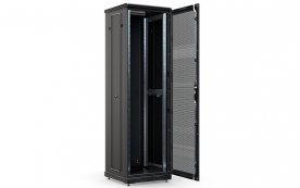 Шкаф напольный 19", 47U (600x800), ШТ-НП-М-47U-600-800-П-Ч, передняя дверь перфорация, черный